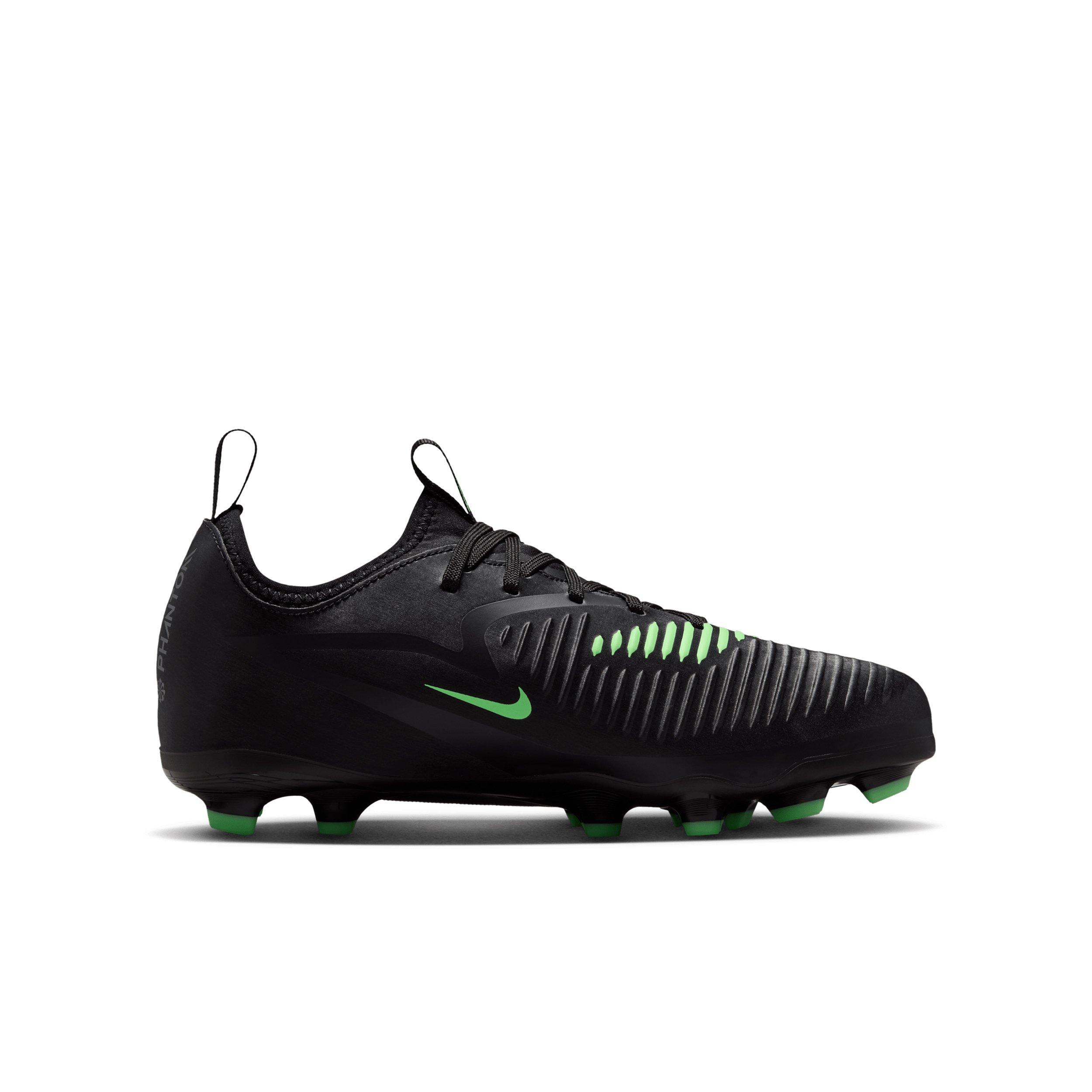 Nike Phantom 6 Low Academy MG "Black/Black/Illusion Green" Grade School Kids' Soccer Cleat - BLACK/BLACK/GREEN